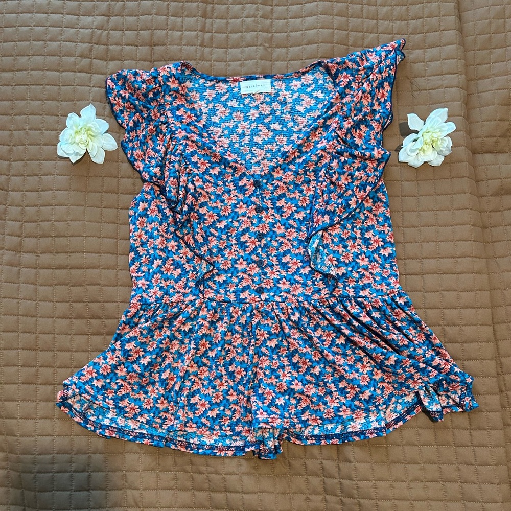 Floral Blue Women's Top